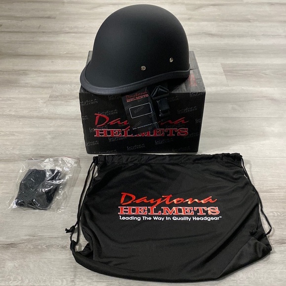 Daytona Novelty Matte Black Hawk Low Profile Half Helmet in size S - Picture 2 of 7